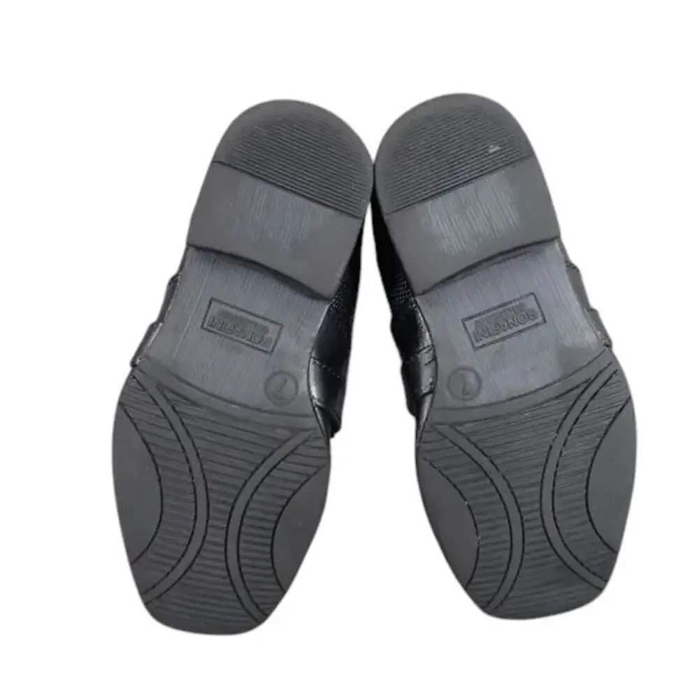 Bonafini Shoes Kids 7 Dress Loafers Slip On Leather Black Classic Toddler Boys
